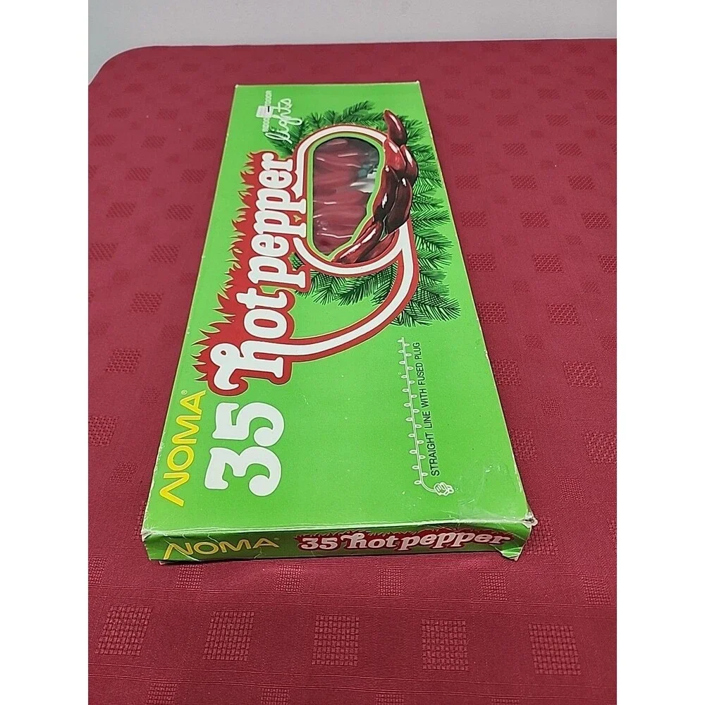 Vintage Noma Hot Pepper Lights String Of 35 New Old Stock 1990s Spicy Red Hot
